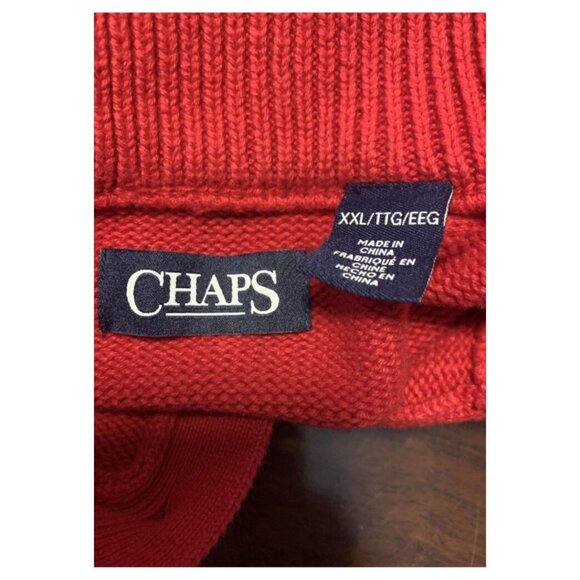 Chaps Cotton Red Mock Neck Polar Bear Fair Isle Knit Sweater Size XXL - Picture 3 of 8